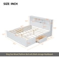 thumbnail image 6 of King Size Wood Platform Bed with Multi-storage Headboard, USB and Drawers, White, 6 of 14