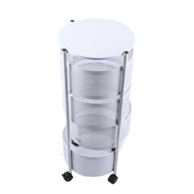 Estante Giratorio para Almacenamiento de Cocina Con Marco de Acero Al Carbroino, Recinto Elevado, 4 Ruedas para Fácil Acceso A Frutas y Verduras