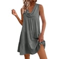 thumbnail image 2 of HVOBTTY Summer Women's Sleeveless Mini Peplum Dress red Cowl Neck Loose Cut Daily Outer Wear, 2 of 4