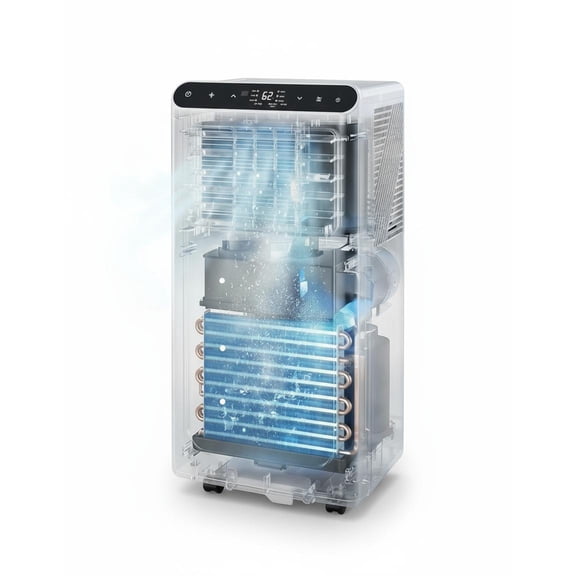8000 BTU Portable Air Conditioner – 3-in-1 Compact & Quiet Cooling, Dehumidifier, Fan – 24H Timer, Sleep Mode, Remote, Certified Energy Efficient & DOE Certified, Window Kit – Cools Up to 350 Sq.Ft –