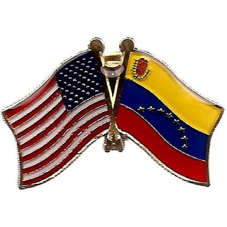 Pack of 50 Venezuela & US Crossed Double Flag Lapel Pins, Venezuelan & American Friendship Pin Badge