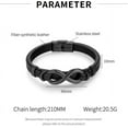 thumbnail image 2 of NICKSUN Men's Leather Infinity Bracelet with Stainless Steel Clasp - Adjustable Bangle for Couples, Number 8 Design and Inspirational Cuff Bangle, 2 of 6