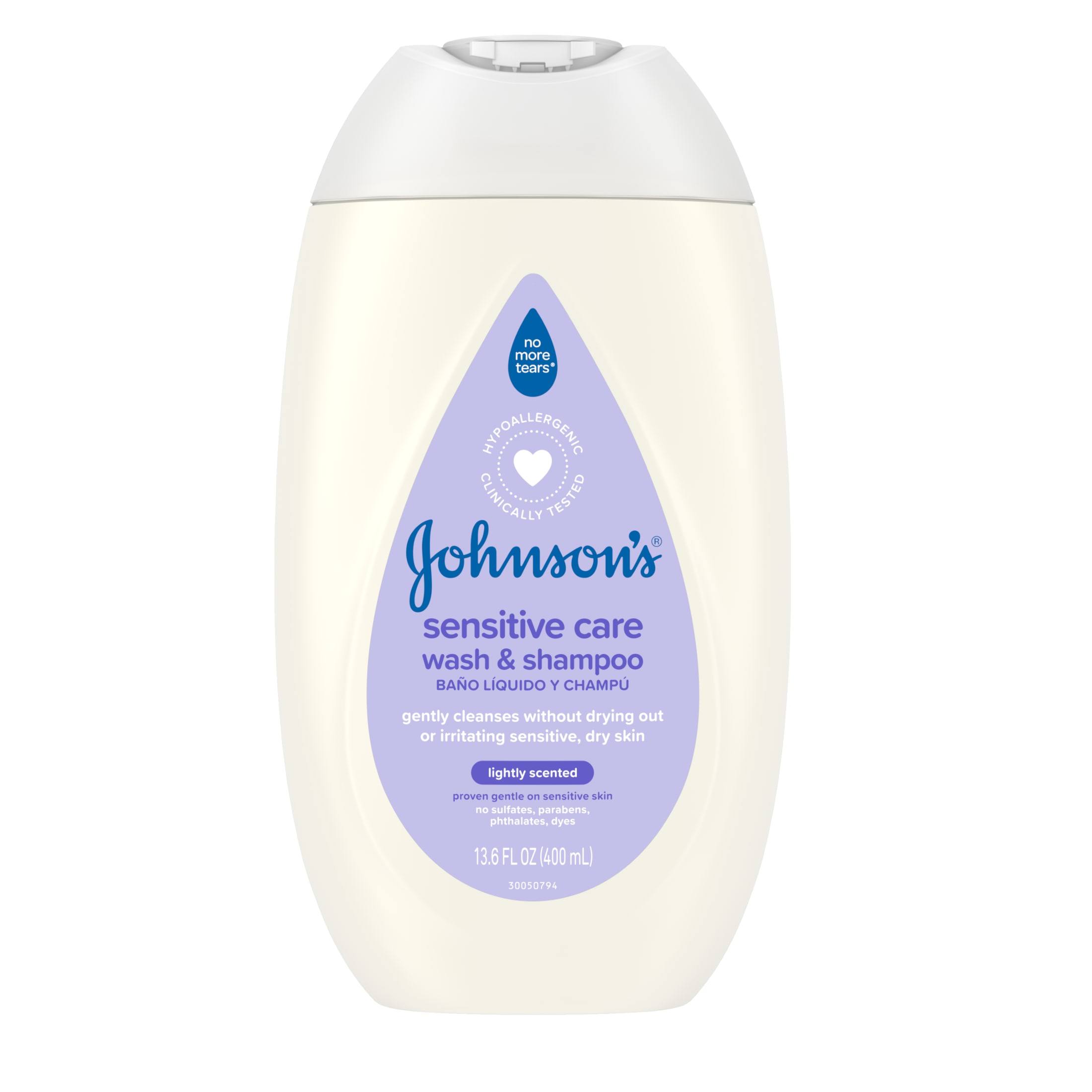 Johnson's Sensitive Care Baby Wash & Shampoo, Light Scent, 13.6 fl. oz