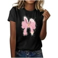 thumbnail image 4 of Easter T Shirt for Women Crew Neck Short Sleeve Happy Easter Bunny Spring Hunt Eggs Rabbit Coquette Bow Carrot Cute Pullover T-Shirt, 4 of 4