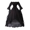 thumbnail image 1 of Kcodviy Robe Unie Style Rétro pour Femme Décontractée Femme Couleur Manches Trompette Princesse Manches Courtes Robe de Plage, 1 of 1