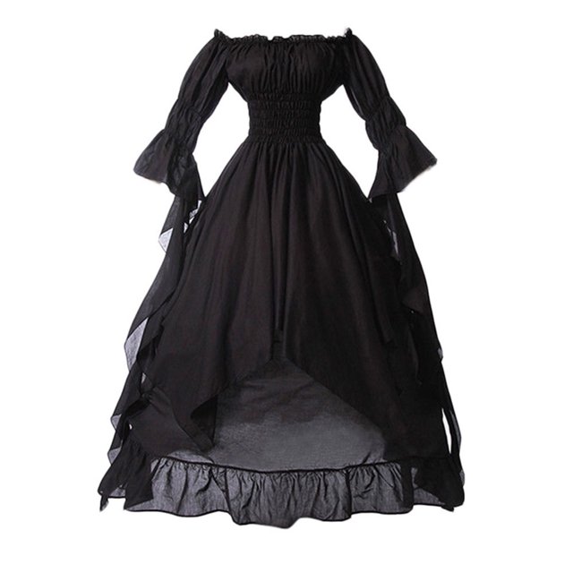 Kcodviy Robe en Denim Unie Style Rétro pour Femme Couleur Manches Trompette Princesse Robes d'Été Décontractées pour Femmes Longueur Midi