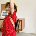 thumbnail image 3 of Gyratedream Child Baby Girls Short Sleeve Polk Dot Button Down Overall Summer Red Jumpsuit,1-7 Years, 3 of 8