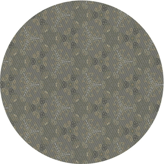 Ahgly Company Machine Washable Indoor Round Transitional Western Charcoal Gray Area Rugs, 8' Round