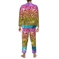 thumbnail image 5 of Bingfone Men'S Pajama Set 2 Piece Loungewear Pjs, Long Sleeve With Pajama Pants-Glitter Rainbow, 5 of 9