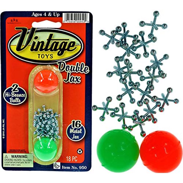 Juego de juegos Vintage Metal Jacks Juguetes retro (paquete de 1 unidad) Juego Jax y 2 bolas Juegos clásicos Favores de fiesta fantásticos o juguete de relleno de piñata a granel. Más 1 pelota hinchab JA-RU 0682500941665