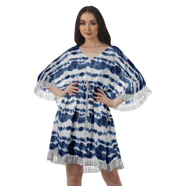 Moomaya Robe de Plage Imprimée Vêtements de Vacances Femmes Robes en Georgette pour Femmes