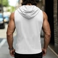 thumbnail image 4 of Men's Cotton Linen Tank Tops Sleeveless Hoodie Shirts Lace Up Beach Summer Yoga Top Hippie Renaissance Pirate Tunic with Hood Size 3XL White, 4 of 6