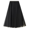 thumbnail image 2 of SWSMCLT Women's Tutu Skirt Chiffon Elastic Waist Summer Layered Skirt Pleated Tulle Skirt High Waist Tea Length Midi High Waisted Black One Size, 2 of 5