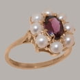 thumbnail image 2 of LBG British Made 14k Rose Gold Natural Garnet & Cultured Pearl Womens Cluster Ring - 33 size options - Size 5.25, 2 of 6