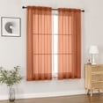 thumbnail image 2 of MKHILL Orange Sheer Curtains 63 inch Length 2 Panels Set, Light Filtering Voile Drapes for Living Room Bedroom, Rod Pocket Semi Sheer Window Panels, Each 42" W x 63" L, 2 of 7