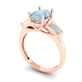 thumbnail image 2 of Clara Pucci 14K Rose Gold Solid Gold Aquamarine Three-Stone Anniversary Ring for Women - 2.5 cttw Oval Cut, 2 of 7
