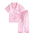 Infant Pajamas Set Satin Silk Kids Short Sleeves Sleepwear 2 Piece ...