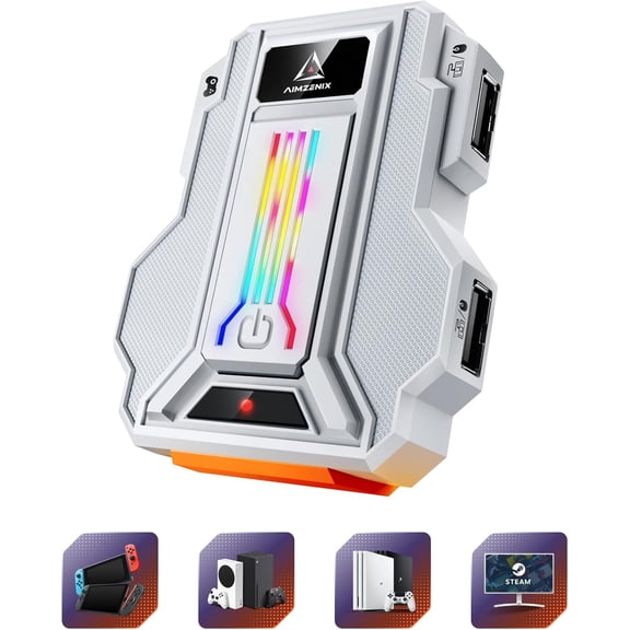 Keyboard and Mouse Adapter for NS2, PS4, PS3, Switch, Xbox Series S/X, Xbox One, Xbox 360 - Striker PRO Supports Headset, APP Real-time Adjustment, White [Latest Version: 3016]