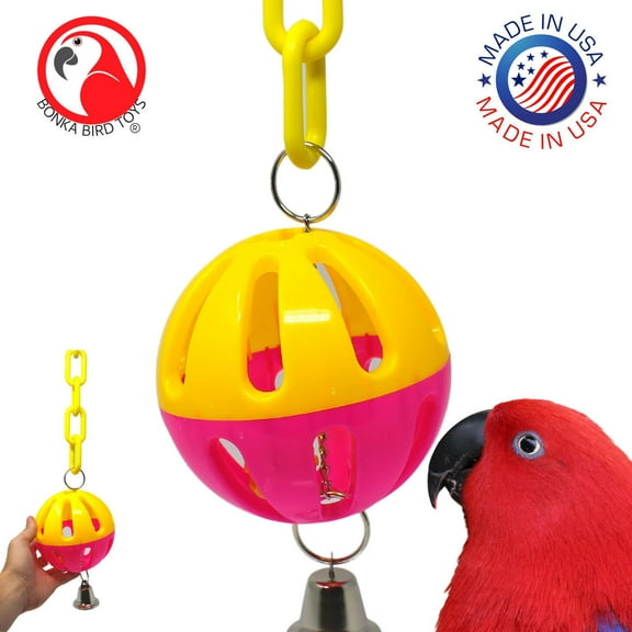 Bonka Bird Toys 3694 Huge Ball and Chain Durable Rattle Forage Parrot Cage Toy
