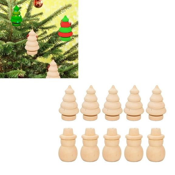 PTOOTP 20 Pcs Wooden Snowman Ornaments Unfinished Light Yellow Wood Craft Shapes for Holiday Decoration