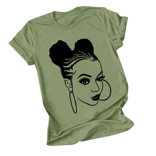 Tops de Manga Corta de las Mujeres, Cuello Redondo Impreso, Camiseta de Manga Corta para las Mujeres