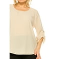thumbnail image 5 of Women's Plus Size Casual Round Neck Top with Button Tab Sleeve, 5 of 6