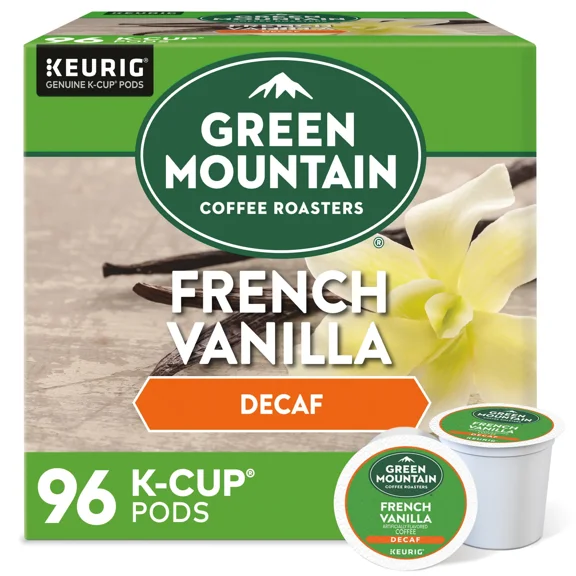 Green Mountain Coffee French Vanilla Decaf,Light Roast, 96 K-cup pods