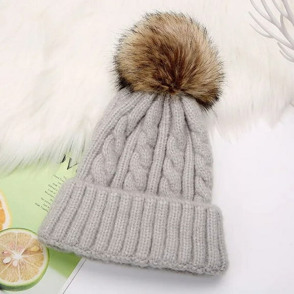 SikaFu Cable patter knit hat for winter Women men soft breathable pom pom beanie cap Thick warm Woo knitted hat Skullcap gorros