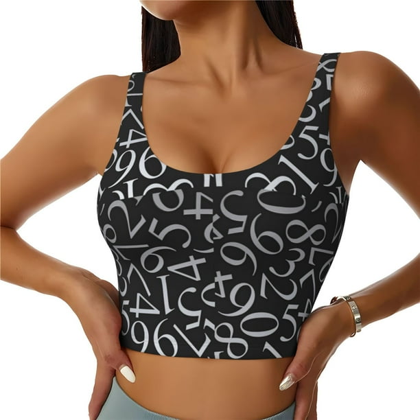 Fotbe Numbers Sujetador Deportivo Largo sin Aros para Mujer con Almohadillas y Soporte Medio, Transpirable y Absorbente, Camiseta Tipo Chaleco o Tank Top-Medium