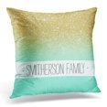 thumbnail image 1 of BSDHOME Colorful Personalized Modern Custom Gold Ombre Turquoise Green Glam Pillowcase Cover 18x18 inch, 1 of 1