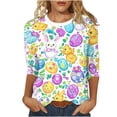 thumbnail image 3 of Jinhomg Easter Shirts for Women 3/4 Sleeve Crewneck Cute Shirts Graphic Print Tops Happy Easter Day T-Shirts 2026 Multicolor XXL, 3 of 7