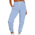 thumbnail image 2 of Lroveb Fleece Lined Sweatpants for Women, High Waisted Jogger Pants, Womens Solid Color Casual Sports Tie Up With Plush Sweater Material Pants Light Blue, 2 of 4
