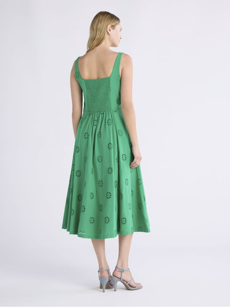 green eyelet midi dress My Lucky Charm Green Eyelet Midi Dress – Shop the Mint main image 1
