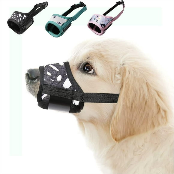 (m, Noir)muselire Pour Chiens Avec Motif Imprim En Maille Respirante Pour Petits Moyens Et Grands Chiens, Empche Les Morsures, Les Aboiements Et Masti