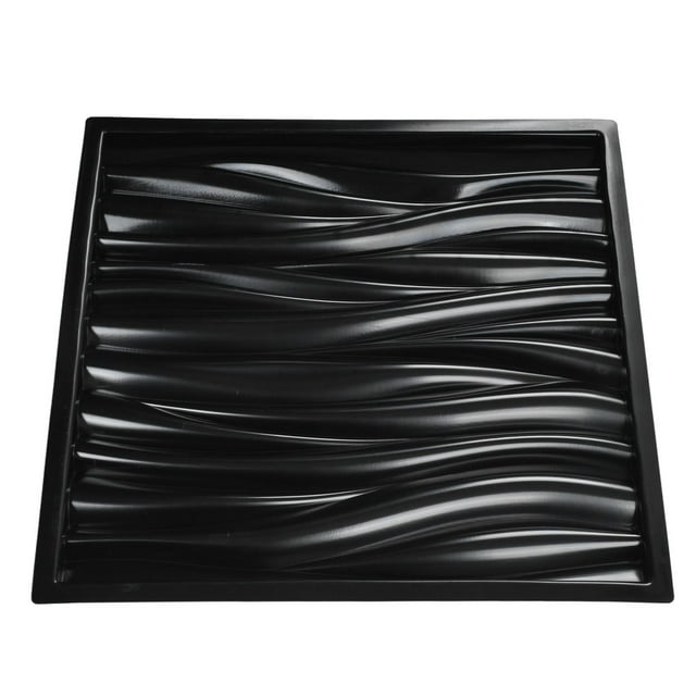 54cm Wall Form, Recyclable DIY Production ABS Wavy Grain Form, Plastic Concrete Forms For Wall Courtyard Home Decoration Black