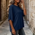 thumbnail image 6 of GERsome Women's 3/4 Sleeve Shirts Crew Neck Loose Fit Solid Color Polyester Blend Casual Work Tee Tops, 6 of 10
