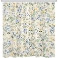 thumbnail image 4 of Country Wildflower Shower Curtain Decor,Blue and Yellow Floral Green Leaf Plant on Beige Shower Curtain for Bathroom 72X72 inch Polyester Fabric Bathroom Decoration Bath Curtains Hooks Included, 4 of 6