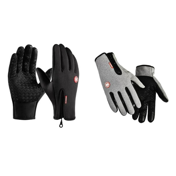 2 pares de guantes de invierno resistentes al viento y con pantalla táctil XXL Negro y S Gris