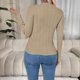 thumbnail image 5 of Suéter de cuello redondo para mujer, blusa de poliéster de manga larga, color liso y moderno., 5 of 7