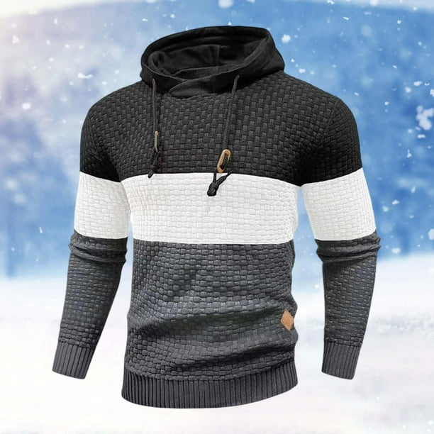 MHFRRA Sudadera Deportiva Informal de Manga Larga con Capucha y Bloques de Color para Hombre, Otoño E Invierno Gris