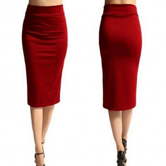 Women Office Elastic Pencil High Waist Hip Package Skirt Bodycon OL Long Skirts