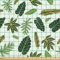 thumbnail image 2 of Ambesonne Tropical Fabric by the Yard Upholstery, Exotic Rainforest Foliage, 3 Yards, Jade Green and Pale Orange, 2 of 5