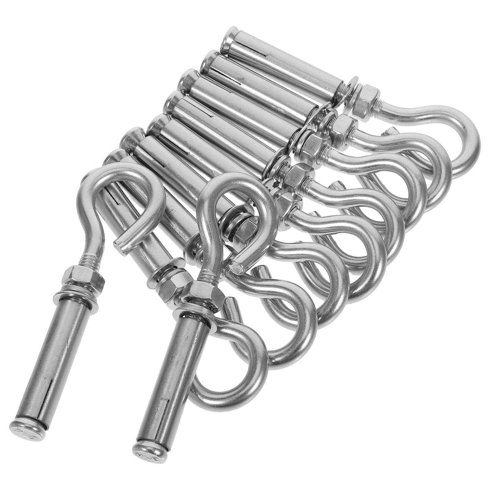 Hemoton Stainless Steel Expansion Hook Eye Bolt for Concrete Wall Anchors Silver 10pcs