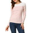 thumbnail image 1 of BLUSA CHIC para Mujeres INSPIRE a Rayas Color Block de Manga Larga Camiseta Casual M Rosa Blanca, 1 of 7