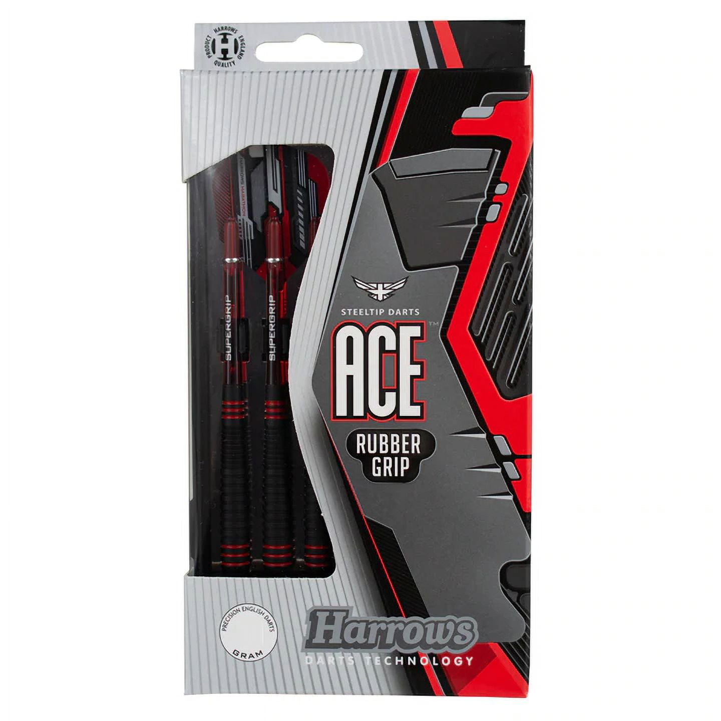 Harrows 26g ACE Steel Tip Darts, Non Slip, Vulcanised Rubber Grip, 26 Gram