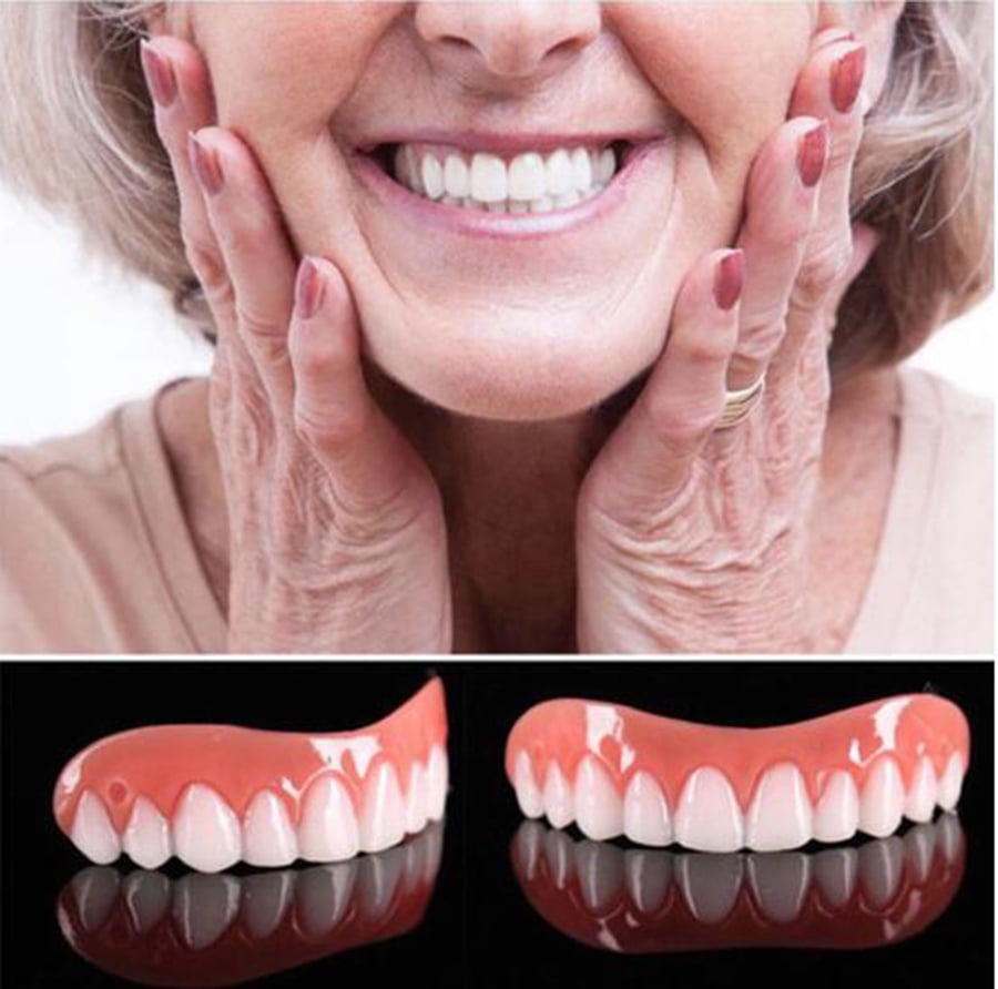 Top + Bottom Silicone Teeth Veneers False Teeth Patches ,Smile Fake