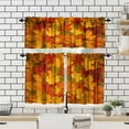 thumbnail image 4 of Red Maple Leaf Valance Kitchen Blackout Curtains Autumn Nature Cartoon Watercolor Art Printed Window Treatment for Girls Boys Bedroom Cafe Home Decor Window Drapes 54x18 Inch + 27x24 Inch X 2, 4 of 5