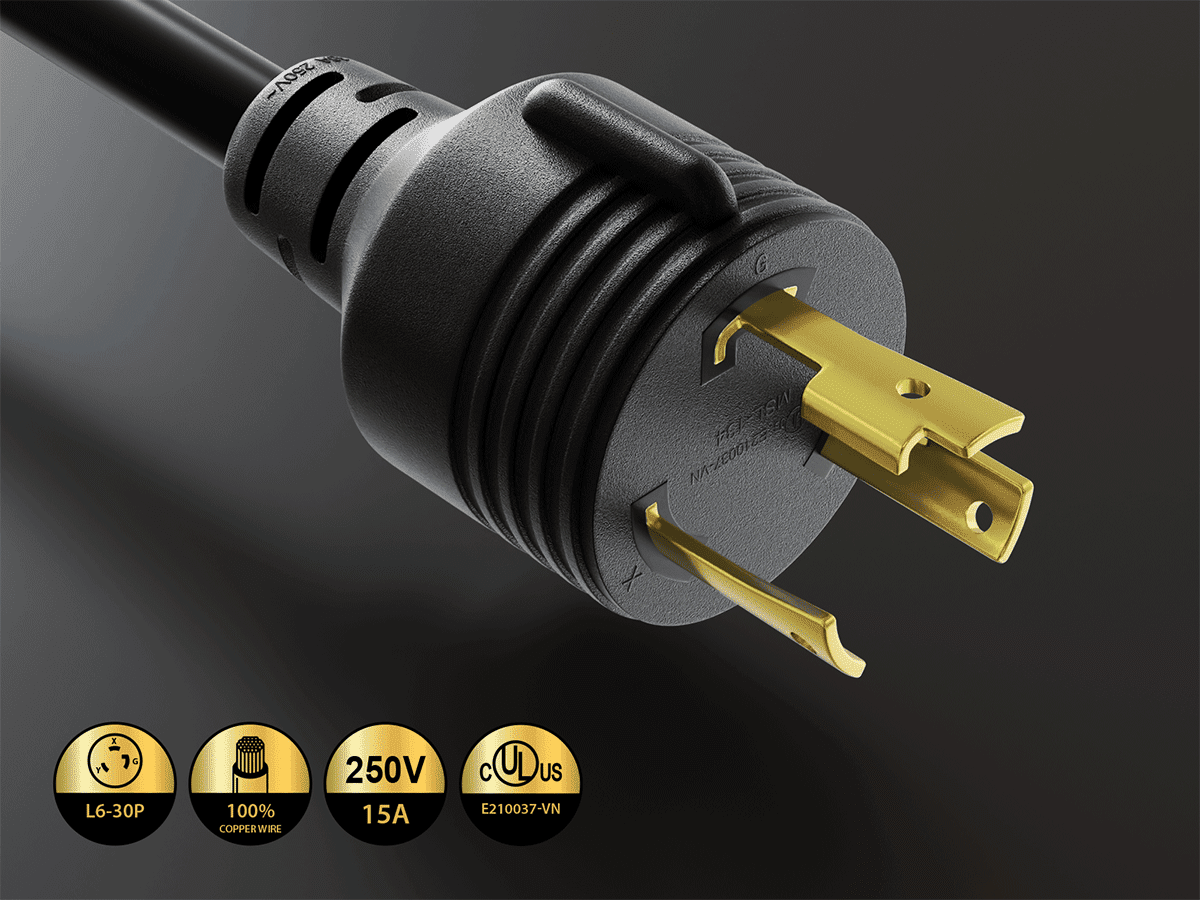 Cable Leader 10ft NEMA L6-30P to C13 Locking Power Cord 14AWG