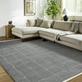 thumbnail image 2 of Anthracite Geometric Area Rugs for Living Room Washable Rugs Boho Moroccan Area Rug Soft Neutral Geometric Bohemian Carpet Distressed Indoor Rug for Bedroom Dining Room Office Foldable Nonslip Rug, 2 of 9