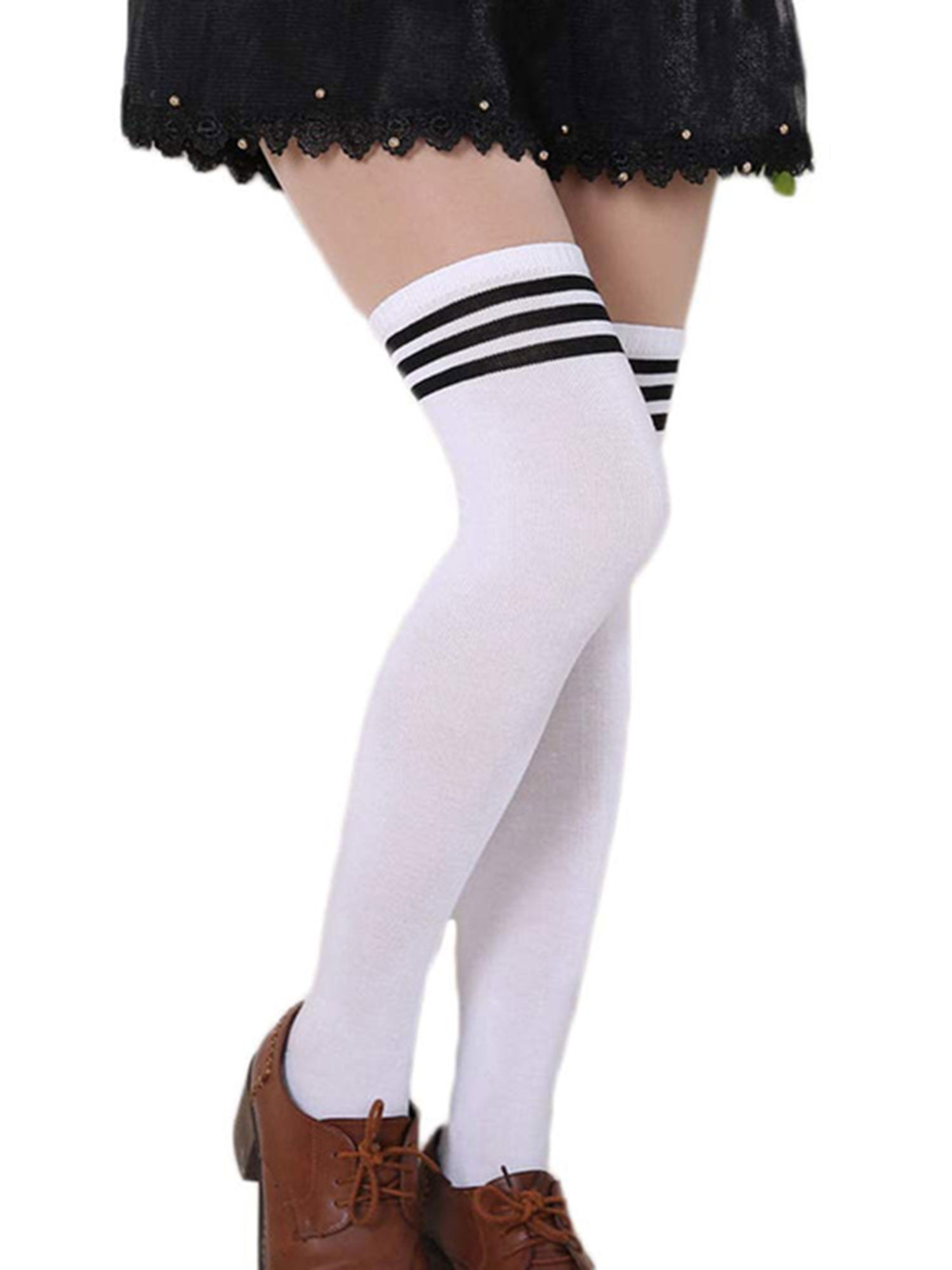 OVER THE KNEE HIGH SOCKS PURPLE ADULT SCHOOLGIRL SOFT STRETCHY 80% COTTON 